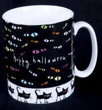 Brother Sister Design Studio Happy Halloween Black Cats Oversized Coffee Mu